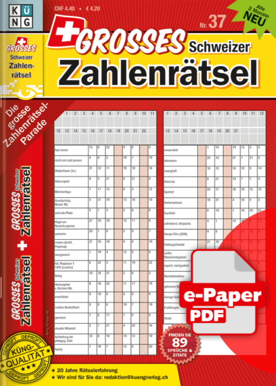 Grosses Schweizer Zahlenrätsel 37.2019 e-Paper